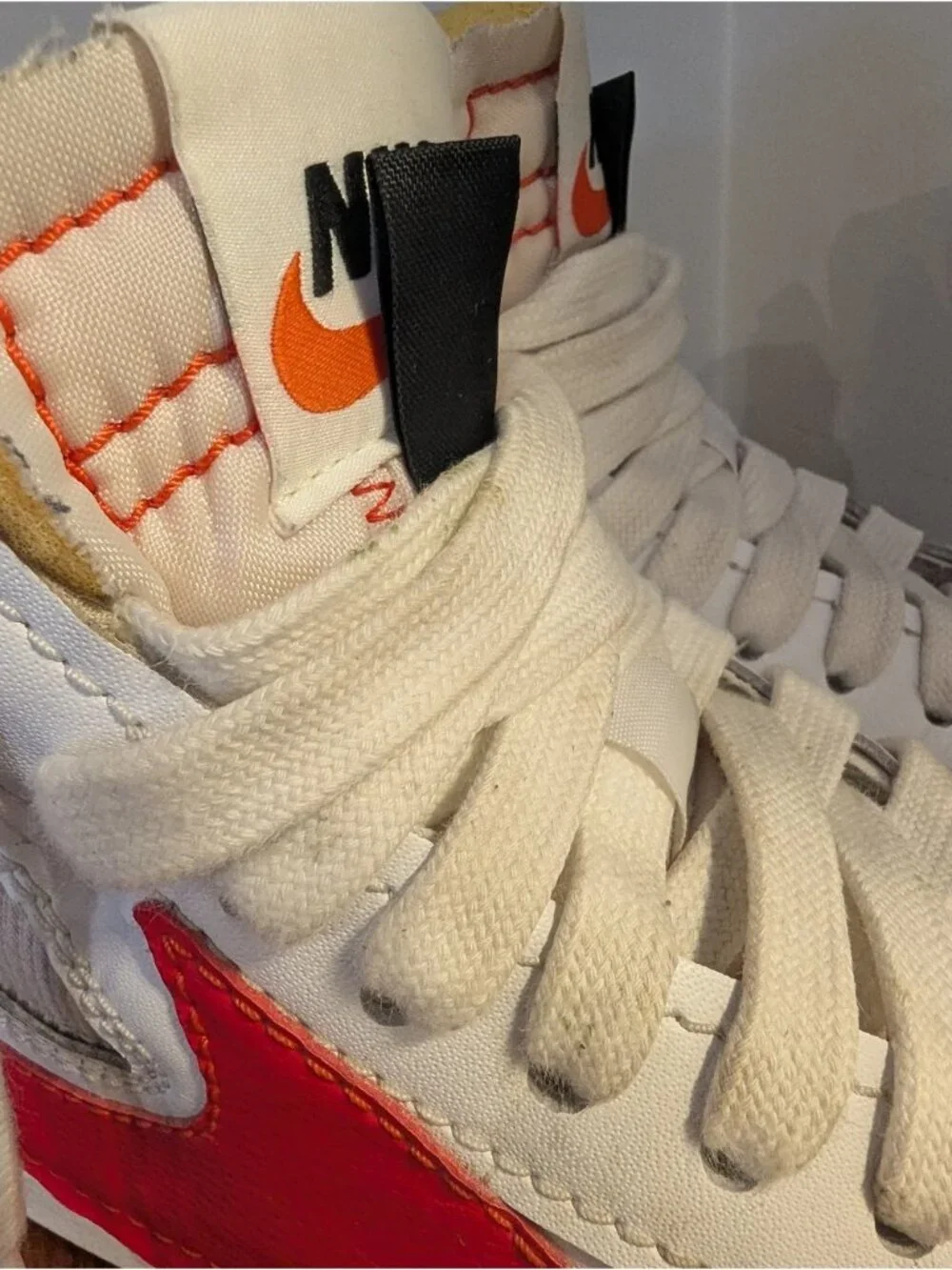 NIKE BLAZER MID '77 JUMBO WHITE/HABANERO RED Sneakers Mens Size 8